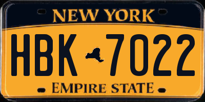 NY license plate HBK7022