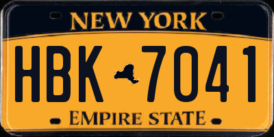 NY license plate HBK7041