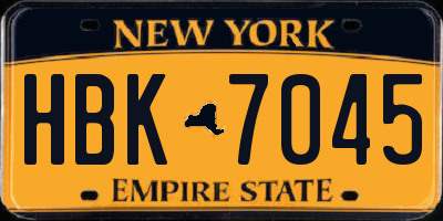 NY license plate HBK7045