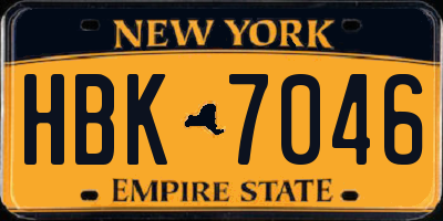 NY license plate HBK7046