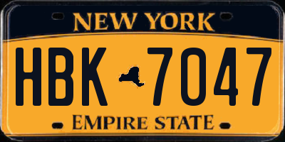 NY license plate HBK7047