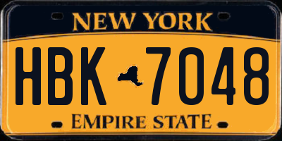 NY license plate HBK7048