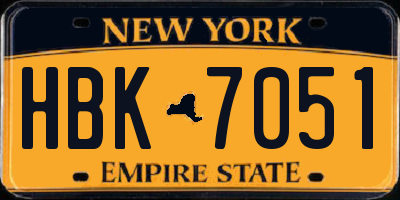NY license plate HBK7051