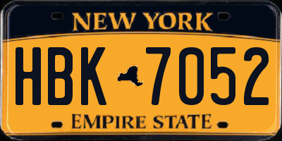 NY license plate HBK7052