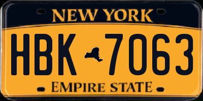 NY license plate HBK7063