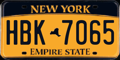 NY license plate HBK7065