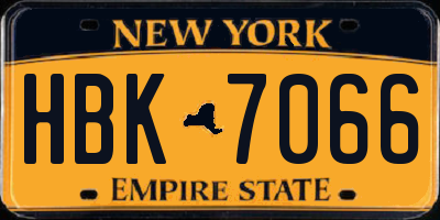 NY license plate HBK7066