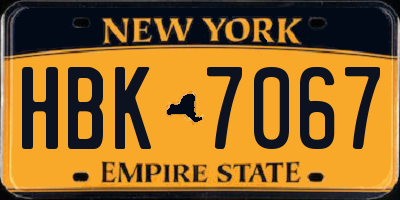 NY license plate HBK7067