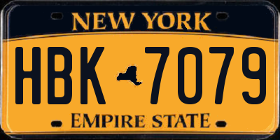 NY license plate HBK7079