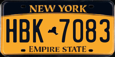 NY license plate HBK7083