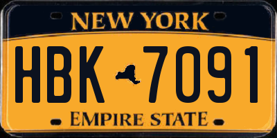NY license plate HBK7091
