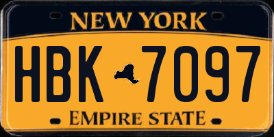 NY license plate HBK7097