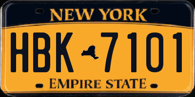NY license plate HBK7101