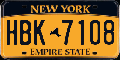 NY license plate HBK7108