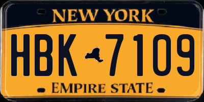 NY license plate HBK7109