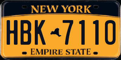 NY license plate HBK7110