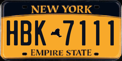 NY license plate HBK7111
