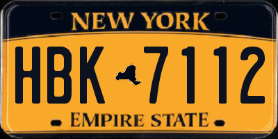 NY license plate HBK7112