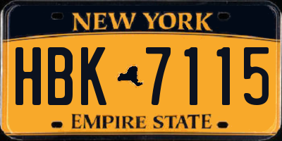 NY license plate HBK7115