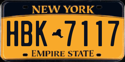 NY license plate HBK7117