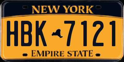 NY license plate HBK7121