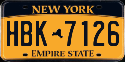 NY license plate HBK7126