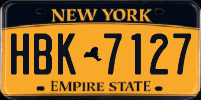 NY license plate HBK7127