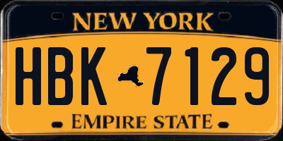 NY license plate HBK7129