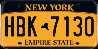NY license plate HBK7130