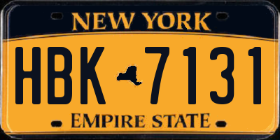 NY license plate HBK7131