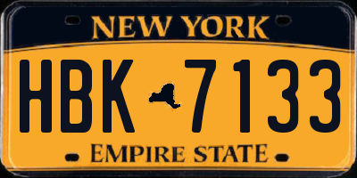 NY license plate HBK7133