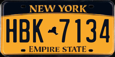 NY license plate HBK7134