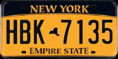 NY license plate HBK7135
