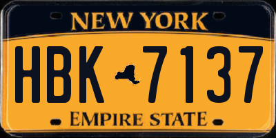 NY license plate HBK7137