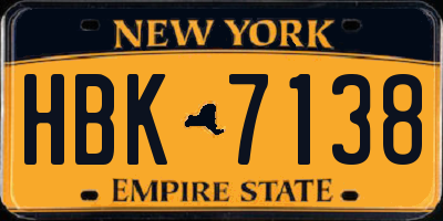 NY license plate HBK7138