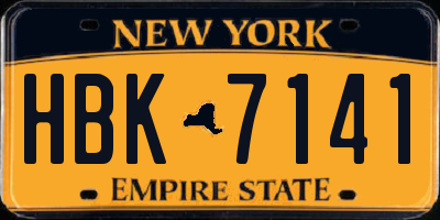 NY license plate HBK7141