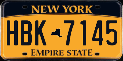 NY license plate HBK7145