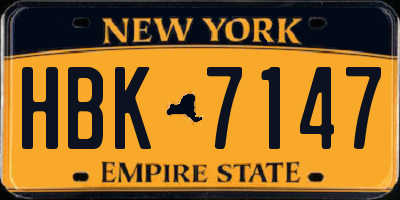 NY license plate HBK7147