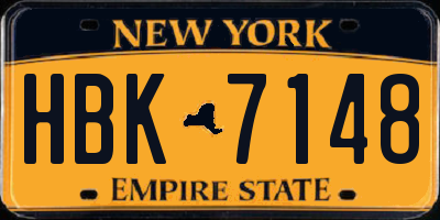 NY license plate HBK7148