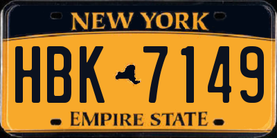 NY license plate HBK7149