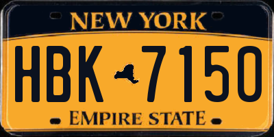 NY license plate HBK7150