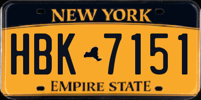 NY license plate HBK7151