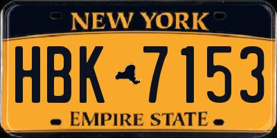 NY license plate HBK7153