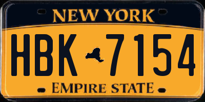 NY license plate HBK7154