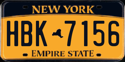 NY license plate HBK7156