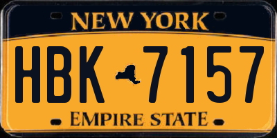 NY license plate HBK7157