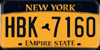 NY license plate HBK7160