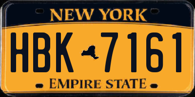 NY license plate HBK7161