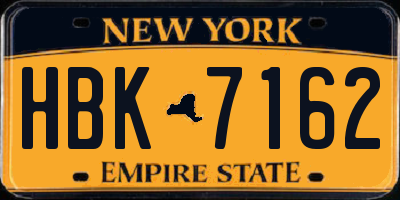 NY license plate HBK7162