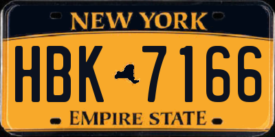 NY license plate HBK7166